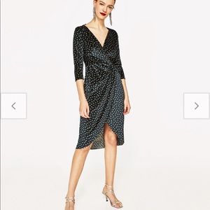 Zara Emerald Green Velvet Polka Dot Dress